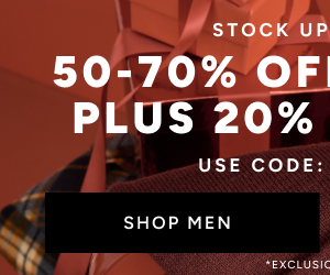 50-70% off Plus 20% off $125 Shop Men