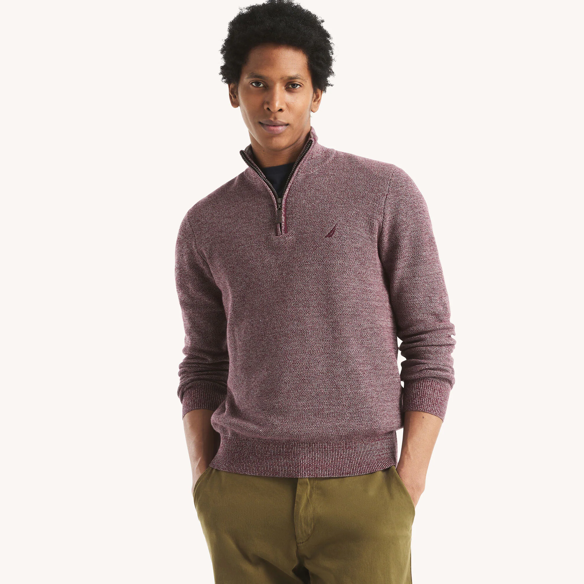 Image of Marled Quarter-Zip Sweater