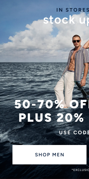 50%-70% off Sitewide plus 20% off $125+. Shop Men