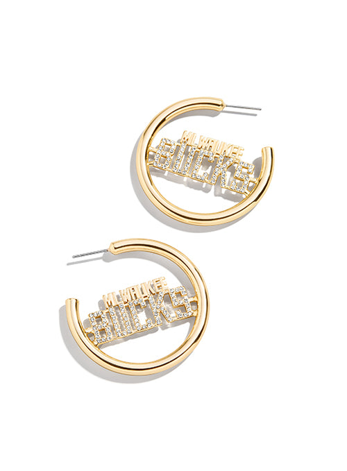 BaubleBar Wordmark Milwaukee Bucks Hoop Earrings