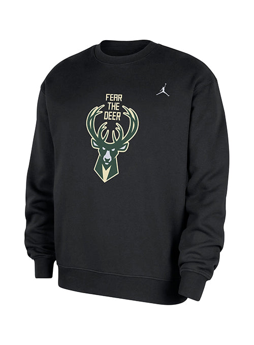 Jordan Fear the Deer Milwaukee Bucks Essential Crewneck Sweatshirt