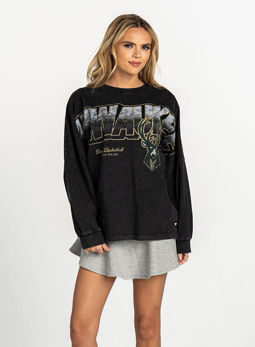 Women's The Wild Collective Premium Milwaukee Bucks Long Sleeve T-Shirt