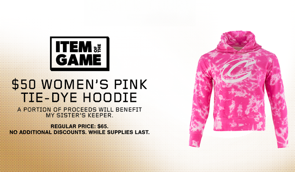 Item of the Game: $50 women's pink tie-dye hoodie. Click to shop now.