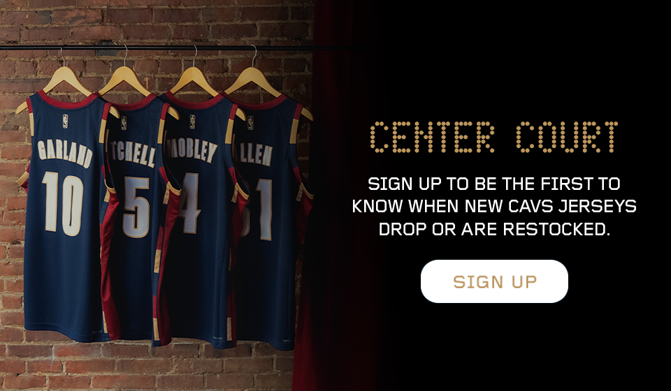 Click to sign up to be the first to know when new Cavs jerseys drop or are restocked.