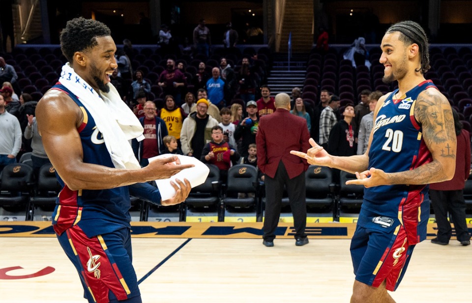 Donovan Mitchell and Jaylon Tyson Celebrate postgame