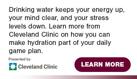 Drinking water keeps your energy up, your mind clear, and your stress levels down. Click to learn more from Clevealnd Clinic on how you can make hydration part of your daily game plan. 
