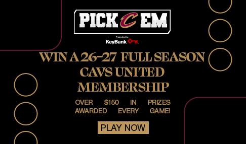 Cavs Pick em presented by KeyBank. Click to play for a chance to win a 26-27 full season Cavs United membership