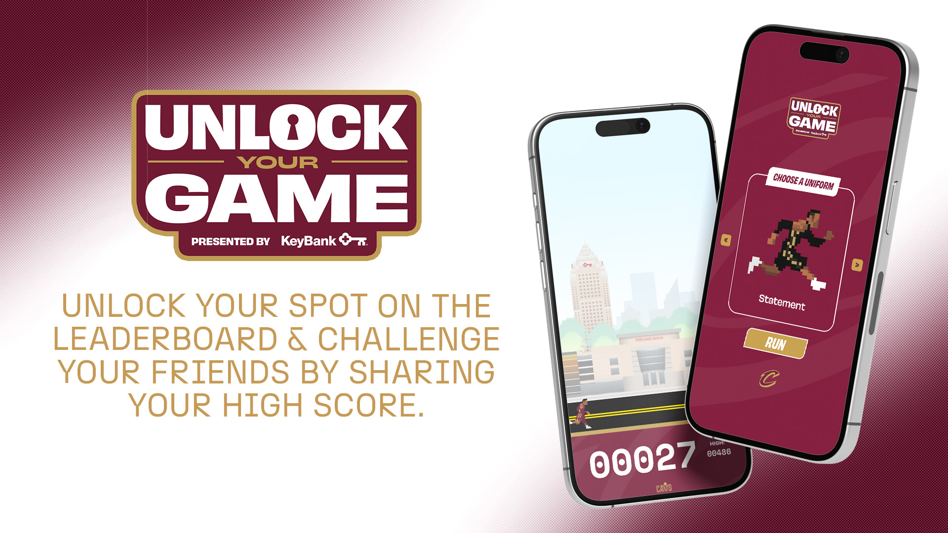 Unlock your game presented by KeyBank. Unlock your spot on the leaderboard & challenge your friends by sharing your high score.