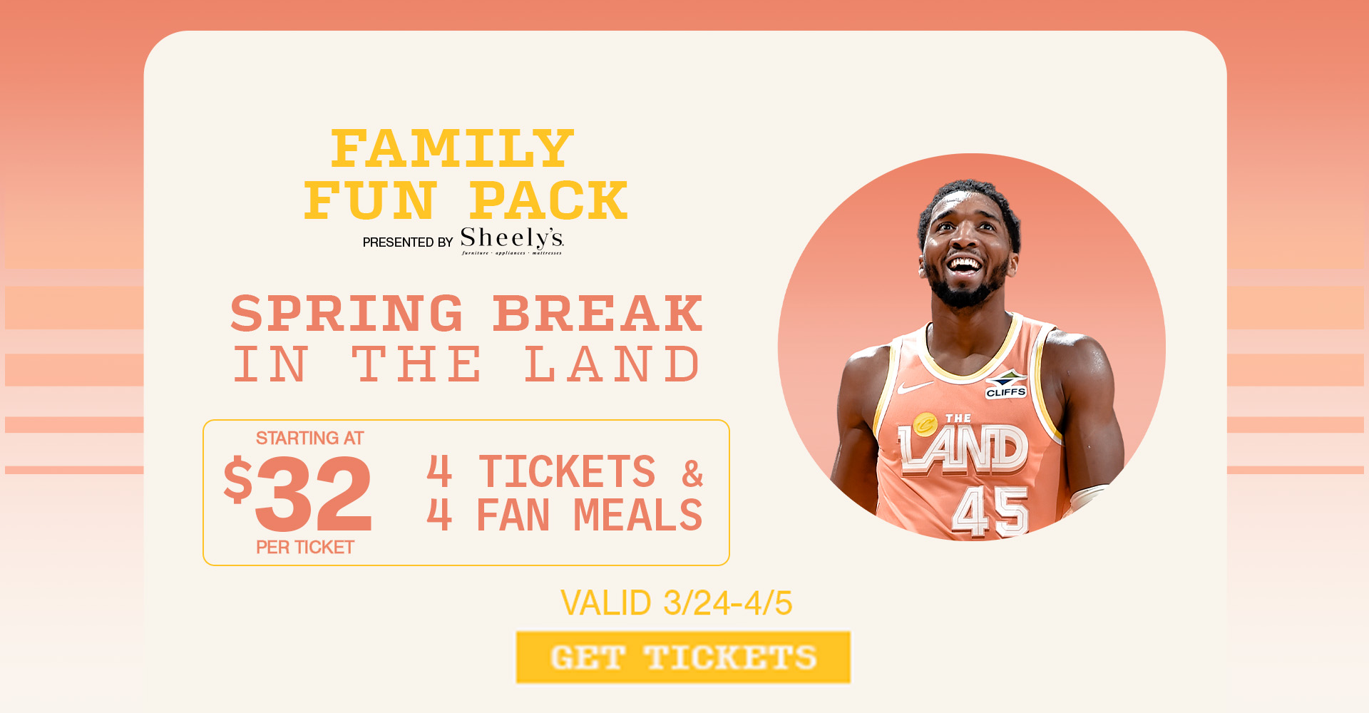 Family Fun Pack presented by Sheely's. 4 tickets & 4 fan meals starting at $32 per ticket. Click to get tickets