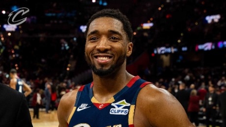 Donovan Mitchell smiles post game 2
