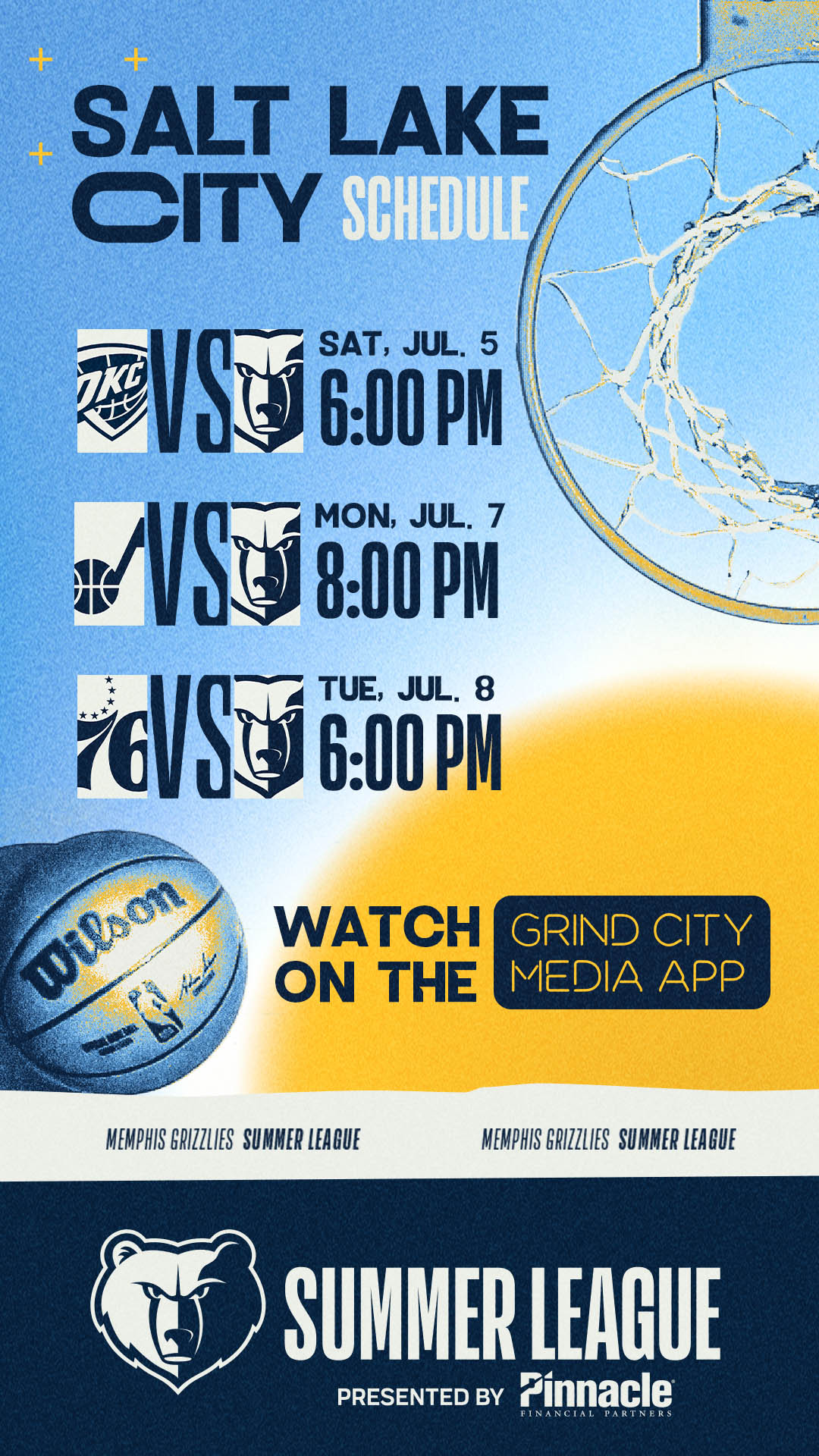 Memphis Grizzlies Summer League - Salt Lake City Schedule
