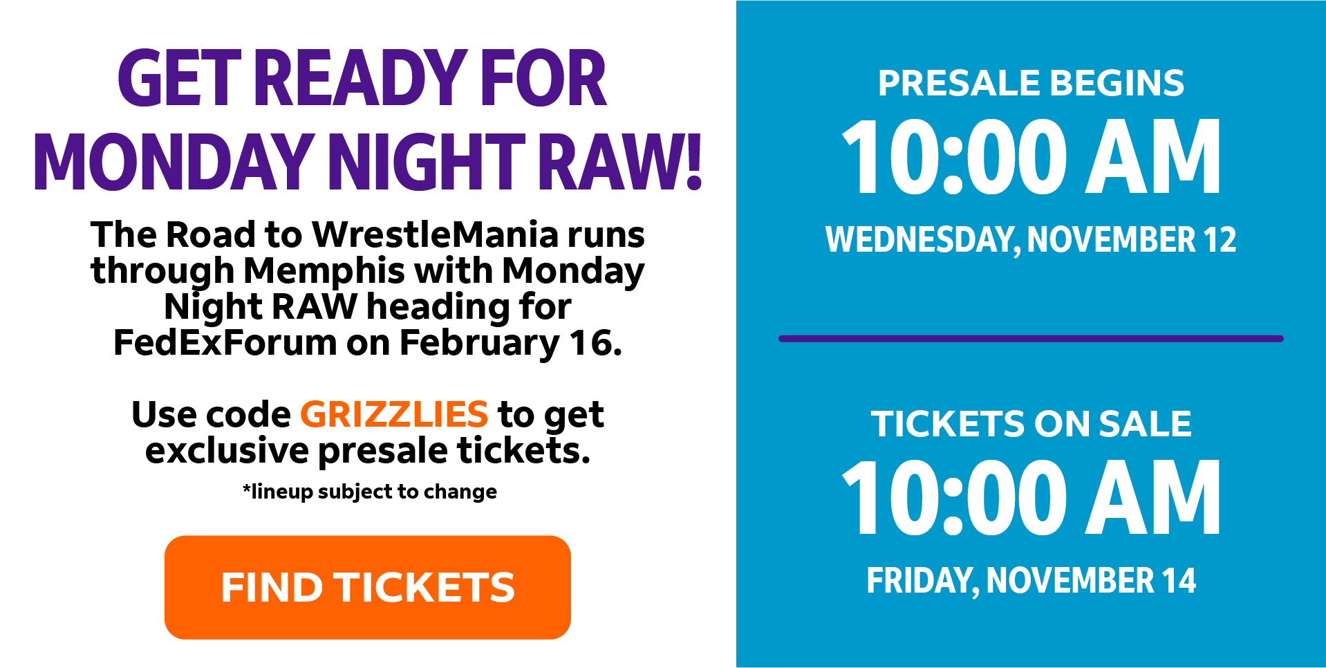 WWE Monday Night RAW | Presale & On Sale