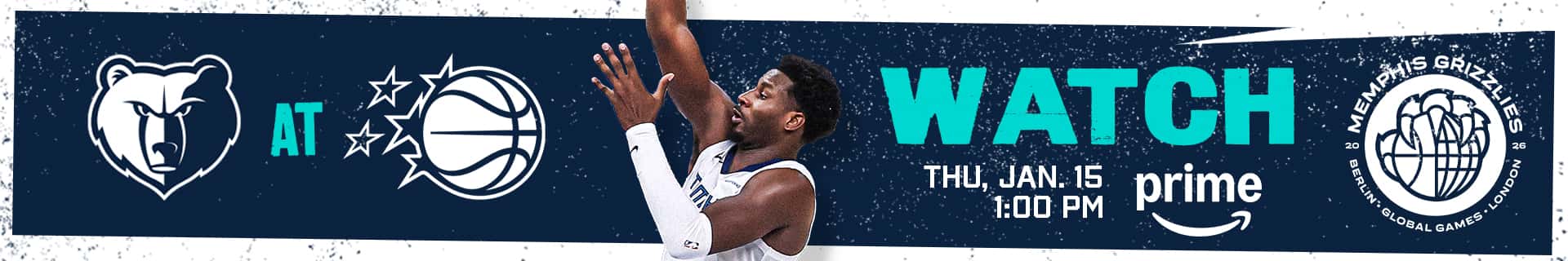 Grizzlies @ Magic | Thu, Jan. 15 @ 1:00 PM