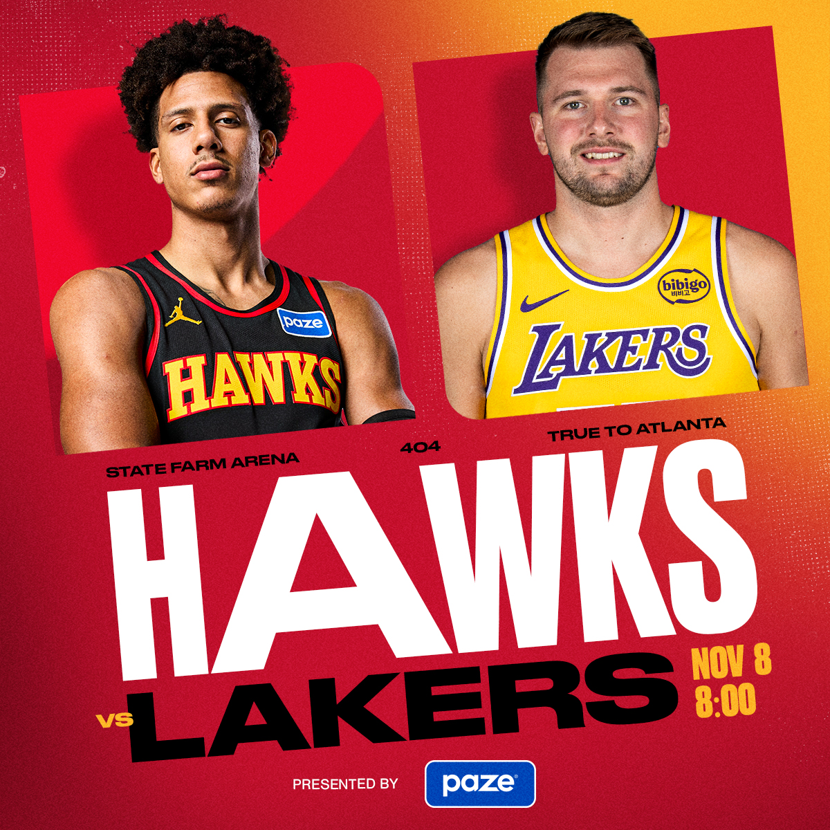 Hawks vs. Lakers on November 8