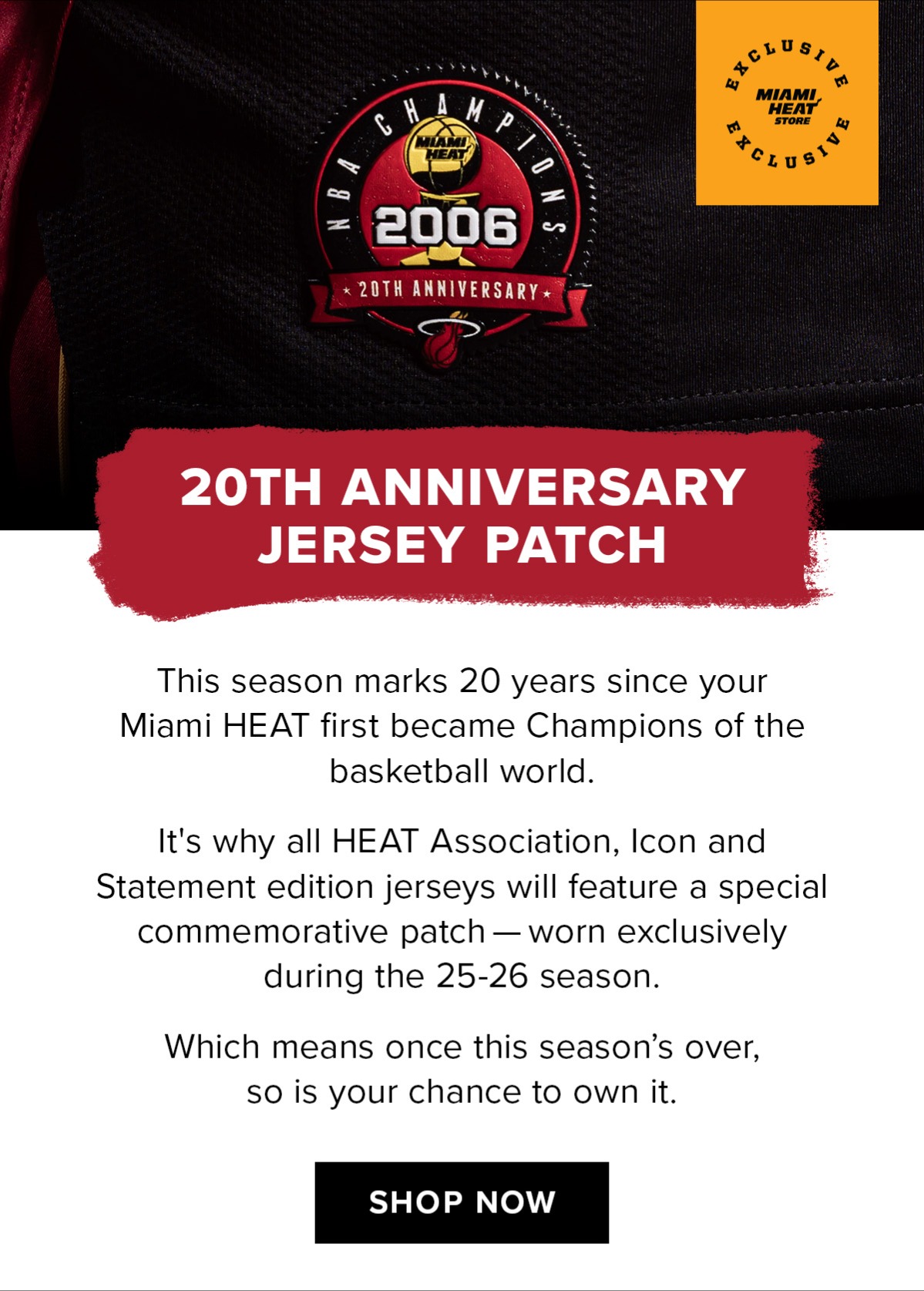 20th Anniversary Jersey Patch | Shop Now 
