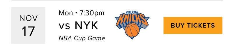 Nov 17 - Knicks vs HEAT - Buy Tickets
