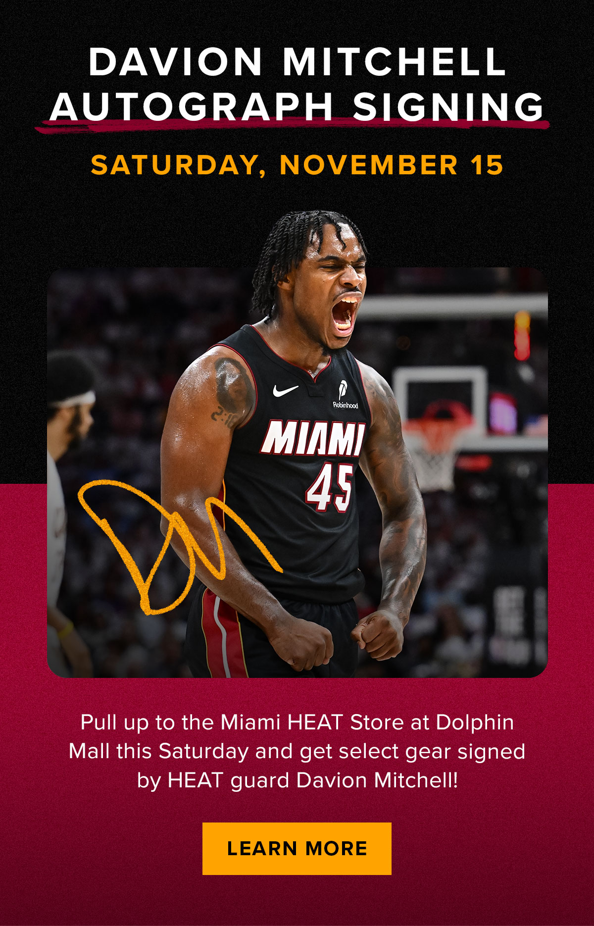 Davion Mitchell Autograph Signing | Dolphin Mall | Nov 15 | Learn More