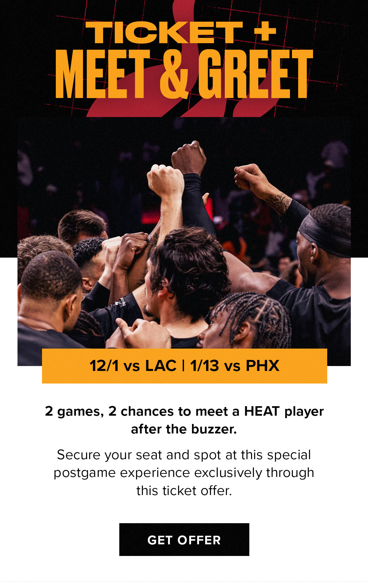 Ticket + Meet & Greet | 12/1 vs LAC | 1/13 vs PHX | GET OFFER