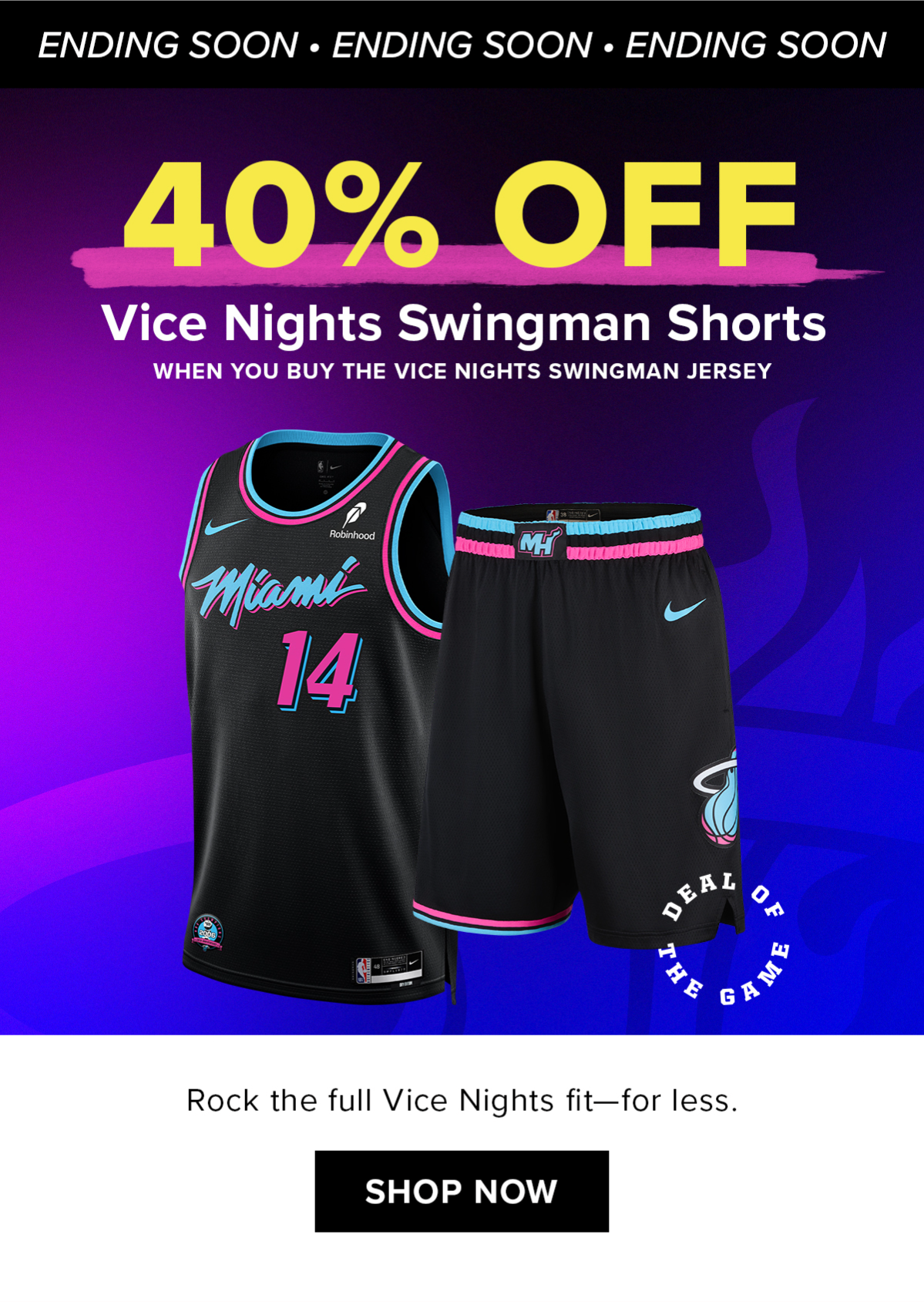 40% Off Vice Nights Shorts When You Buy Vice Nights Jersey | Shop Now