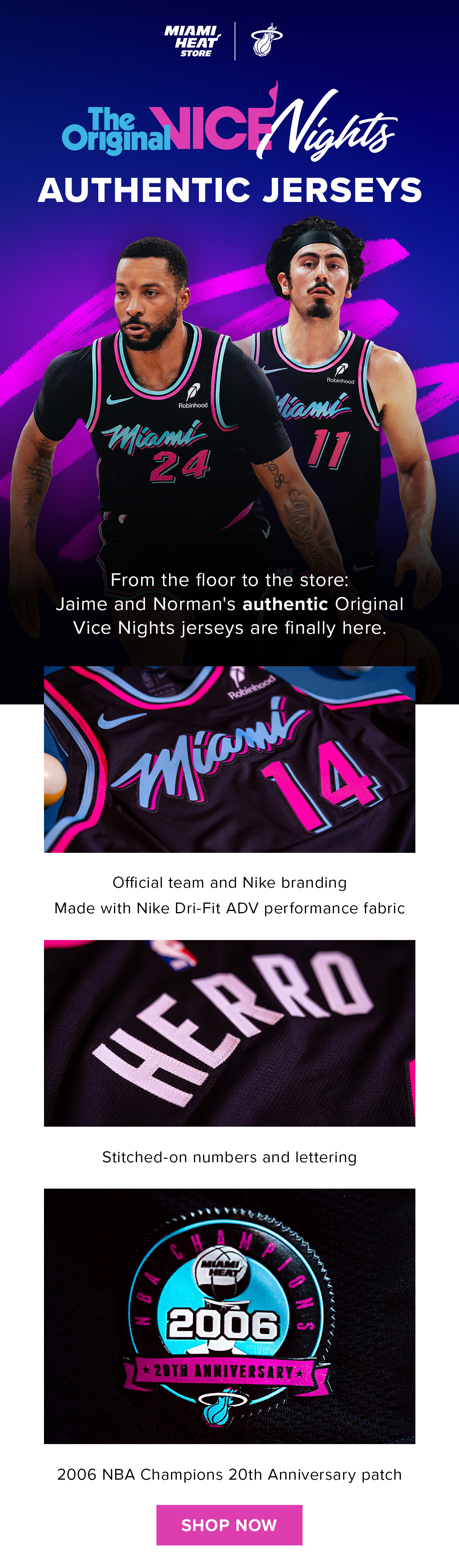 The Original Vice Nights Authentic Jerseys | Shop Now 