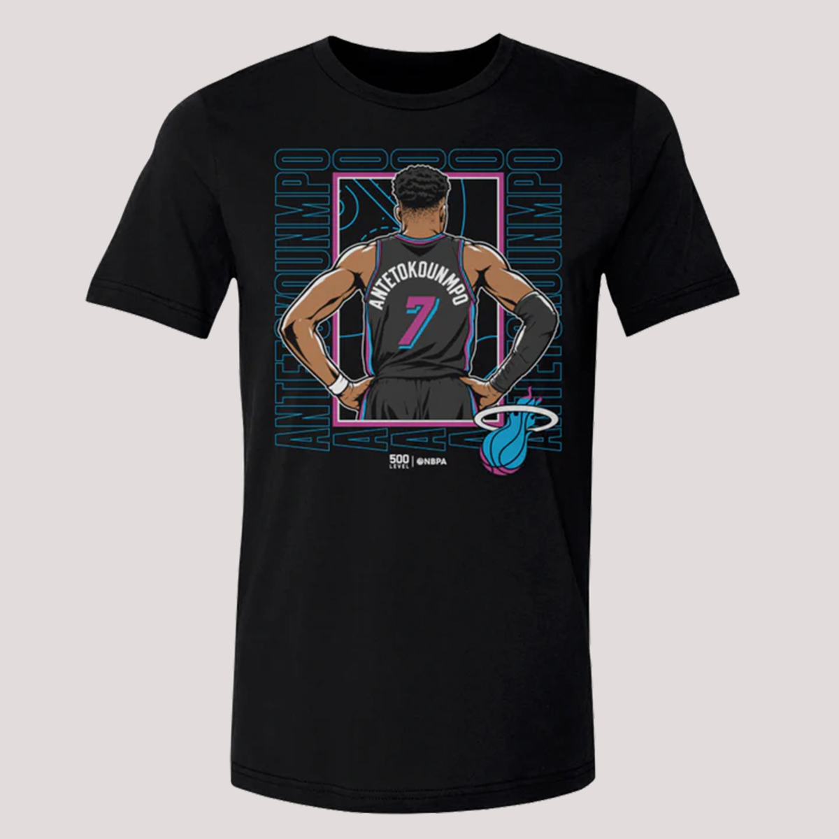 Giannis Antetokounmpo 500 Level Miami HEAT Vice Nights Tee