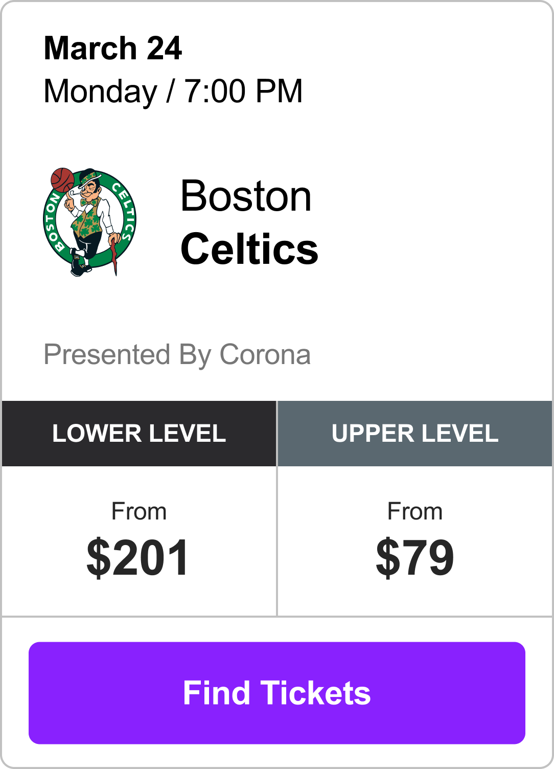 Find Tickets - Celtics vs. Kings