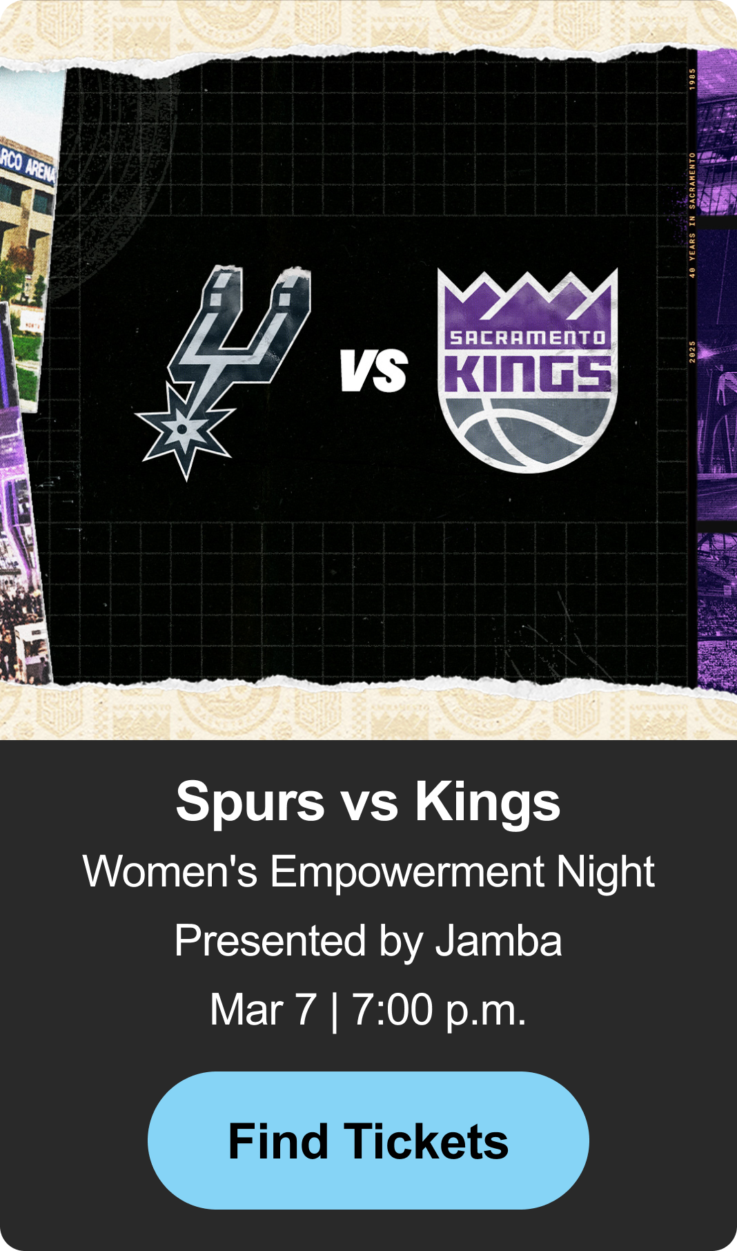 Find Tickets - Spurs vs Kings
