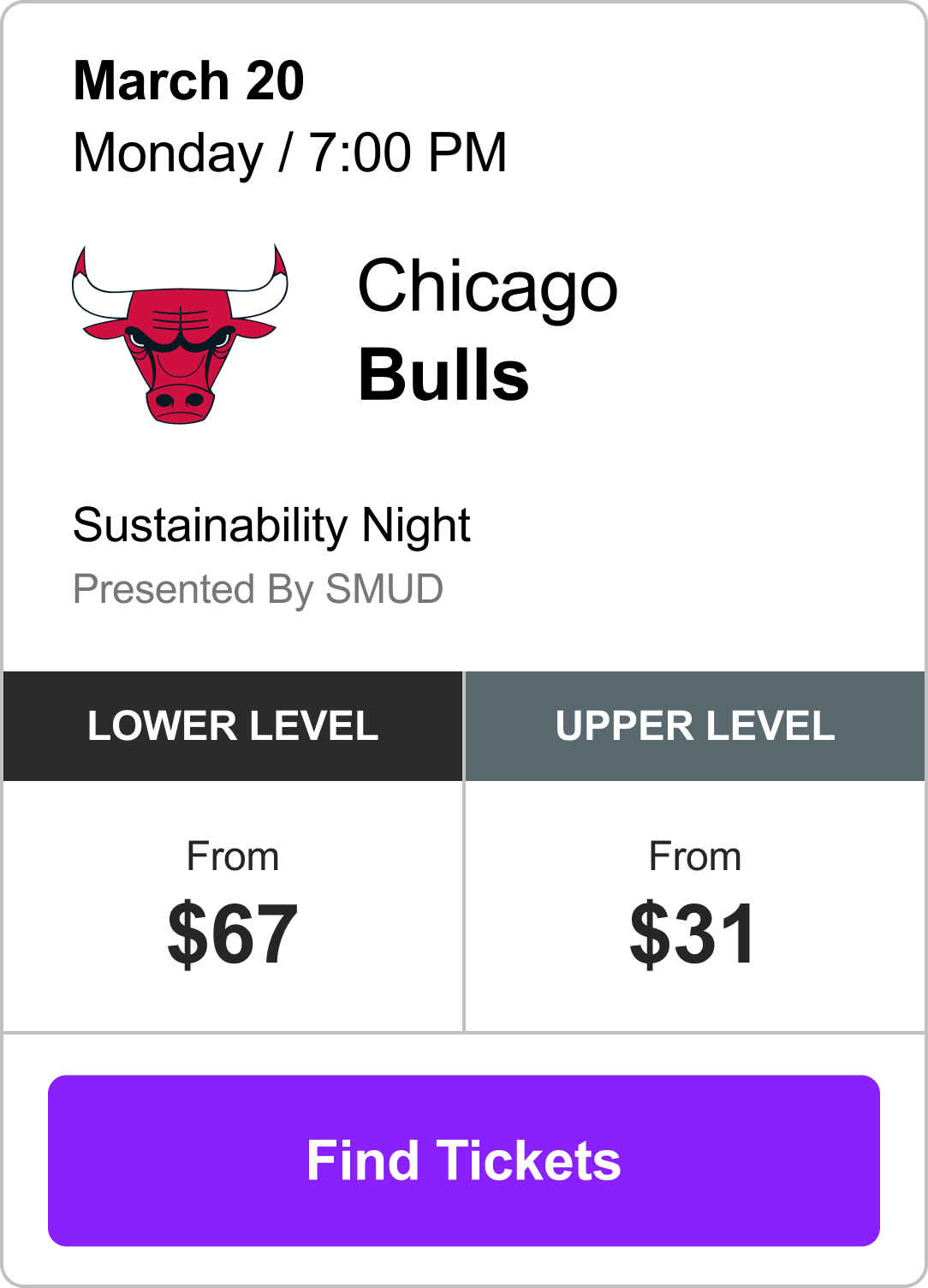 Find Tickets - Bulls vs. Kings