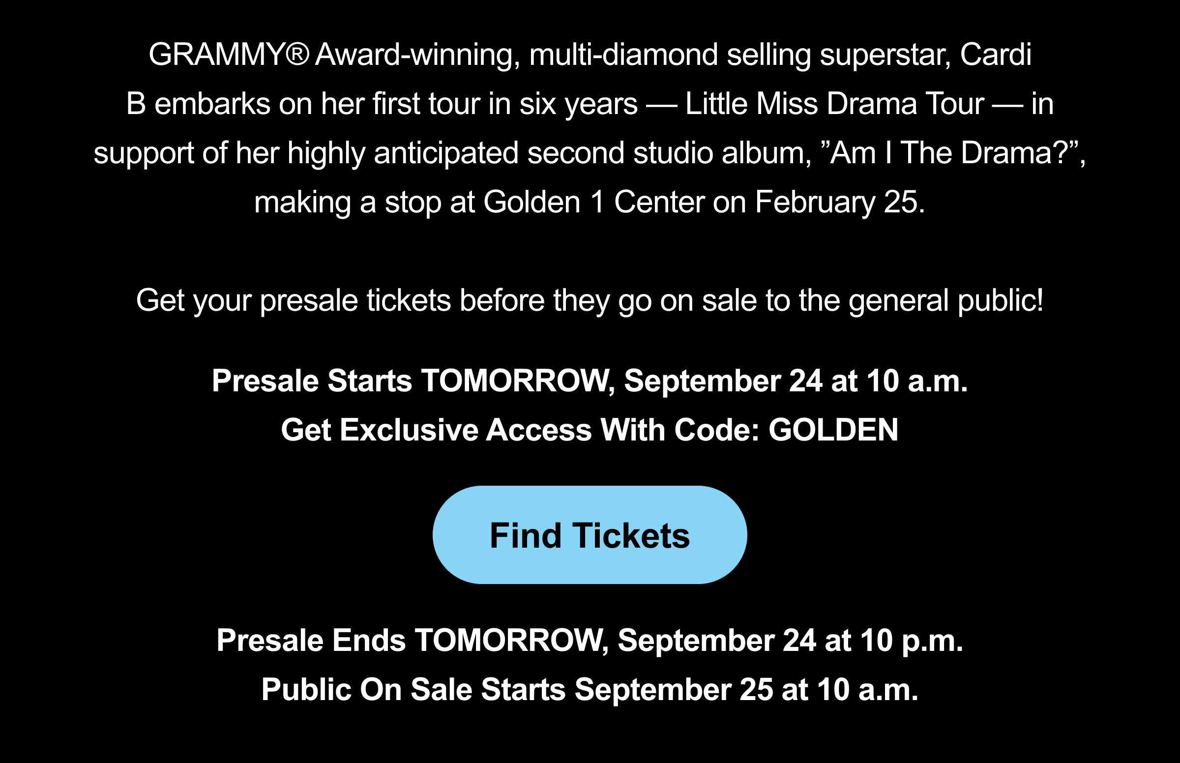 Find Tickets - Cardi B Little Miss Drama Tour