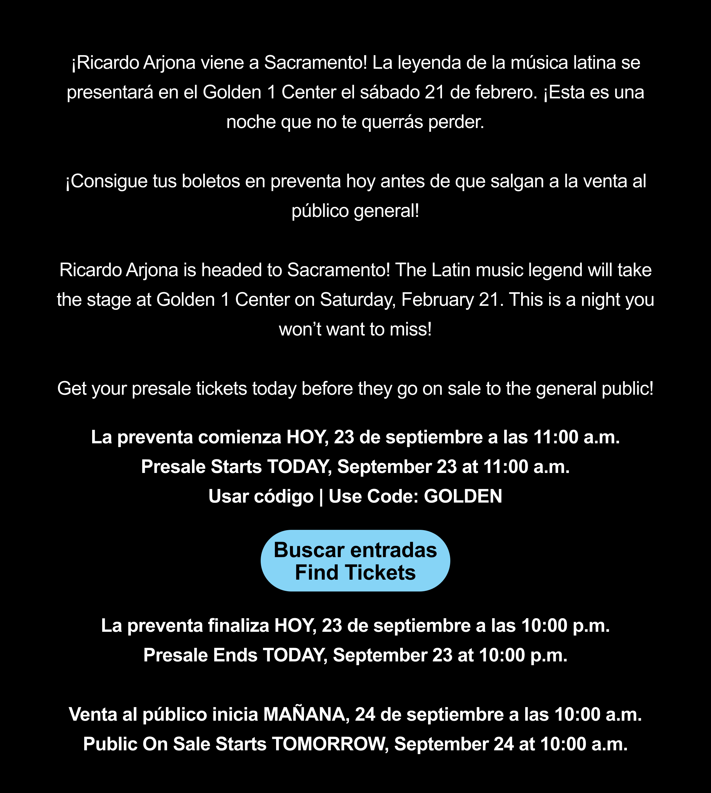 Find Tickets - Arjona