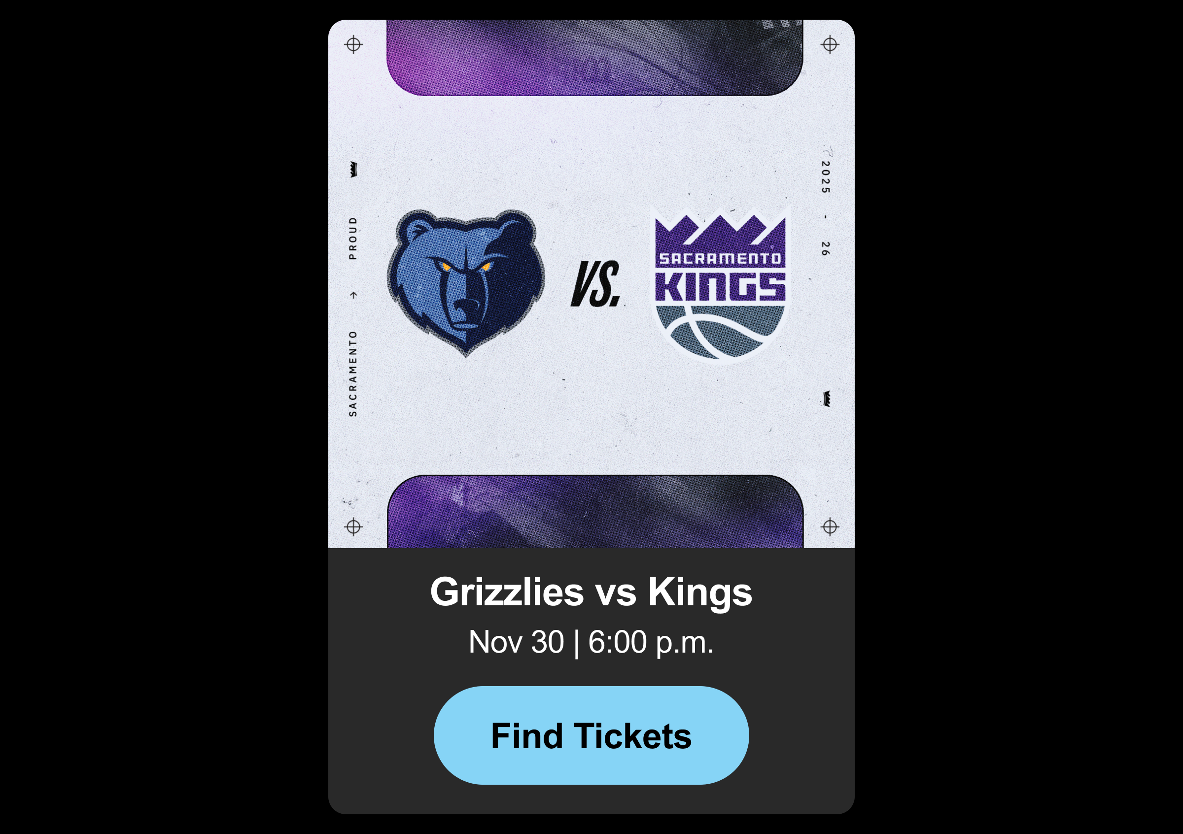 Find Tickets - Grizzlies vs. Kings