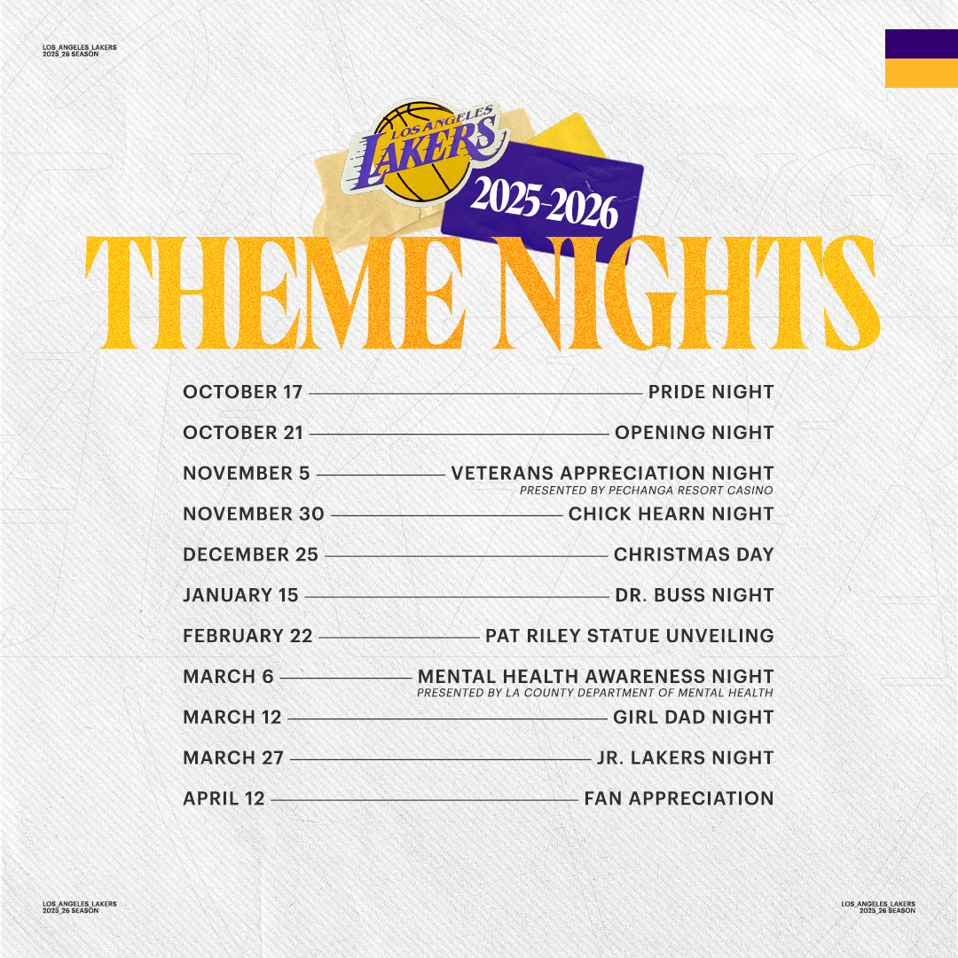 Lakers 25-26 Theme Nights Lakers 25-26 Theme Nights