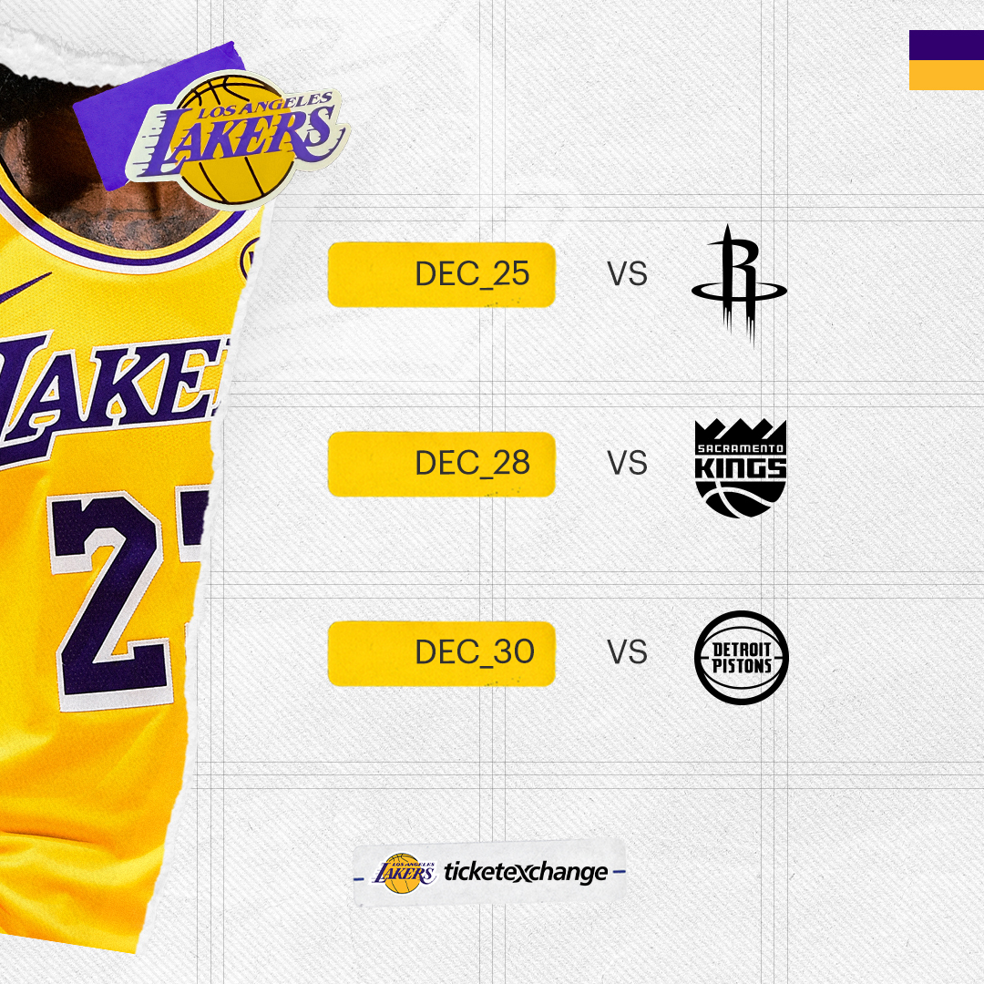 Lakers Ticket Exchange 12/25, 12/28, 12/30