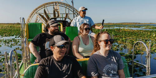 People on an airboat tour
