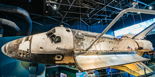 Space shuttle on display at Kennedy Space Center