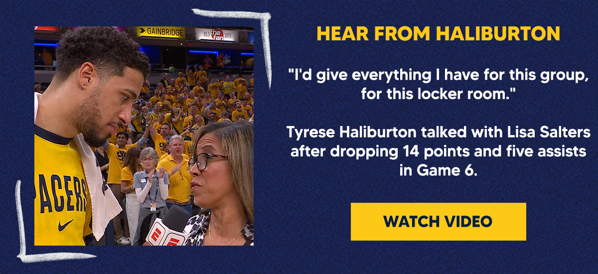 "I'd give everything I have for this group, for this locker room."  Tyrese Haliburton talked with Lisa Salters after dropping 14 points and five assists in Game 6.
