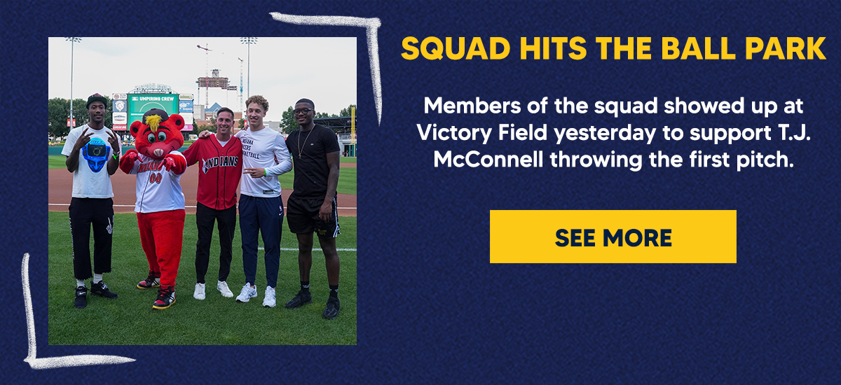 Members of the squad showed up at Victory Field yesterday to support T.J. McConnell throwing the first pitch.