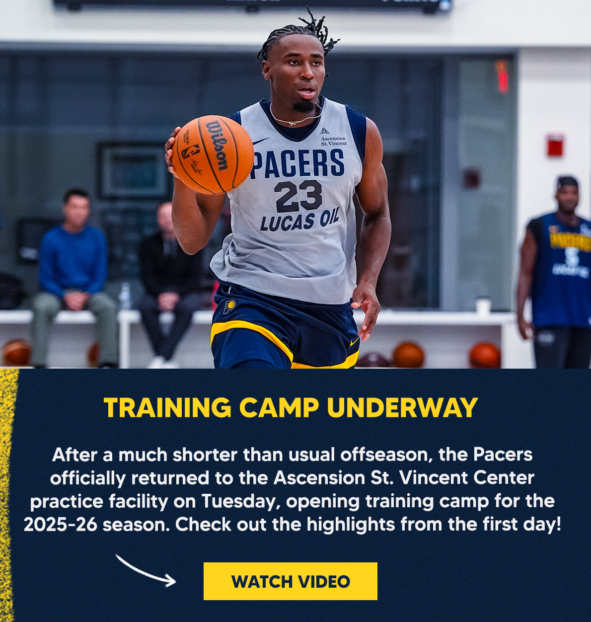 After a much shorter than usual offseason, the Pacers officially returned to the Ascension St. Vincent Center practice facility on Tuesday, opening training camp for the 2025-26 season. Check out the highlights from the first day!