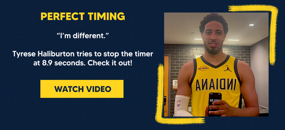 “I’m different.”  Tyrese Haliburton tries to stop the timer at 8.9 seconds. Check it out!