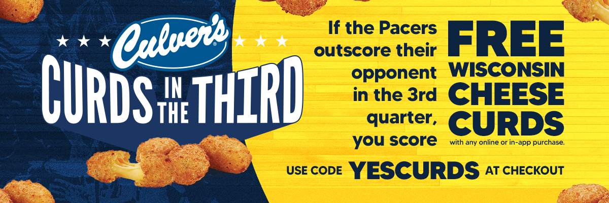 If the Pacers outscore their opponent in the 3rd quarter, you score FREE Wisconsin Cheese Curds! Use code YESCURDS at checkout.