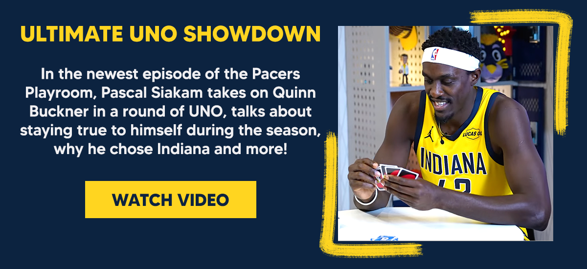 In the newest episode of the Pacers Playroom, Pascal Siakam takes on Quinn Buckner in a round of UNO, talks about staying true to himself during the season, why he chose Indiana and more!
