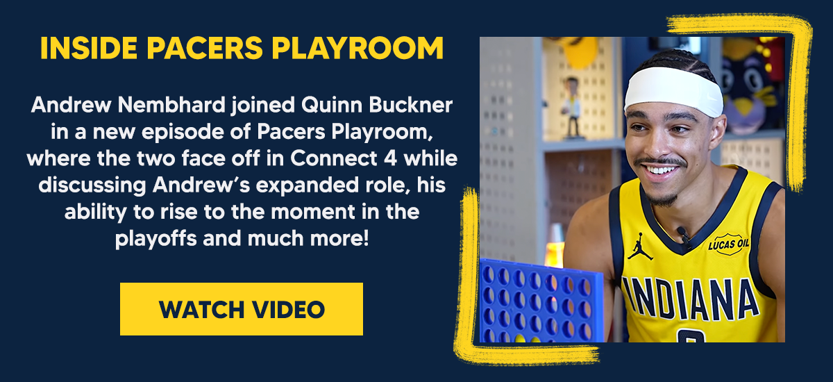 Andrew Nembhard joined Quinn Buckner in a new episode of Pacers Playroom, where the two face off in Connect 4 while discussing Andrew’s expanded role, his ability to rise to the moment in the playoffs and much more!