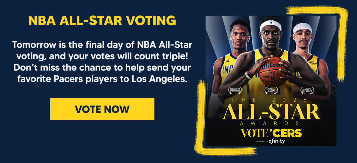 Tomorrow is the final day of NBA All-Star voting, and your votes will count triple! Don’t miss the chance to help send your favorite Pacers players to Los Angeles.