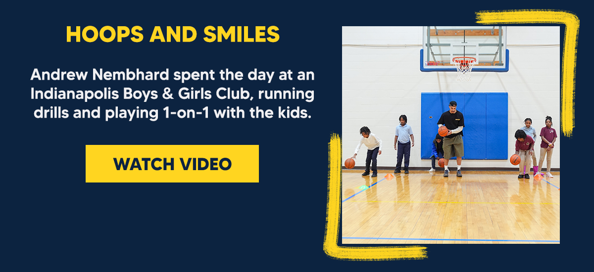 Andrew Nembhard spent the day at an Indianapolis Boys & Girls Club, running drills and playing 1-on-1 with the kids.