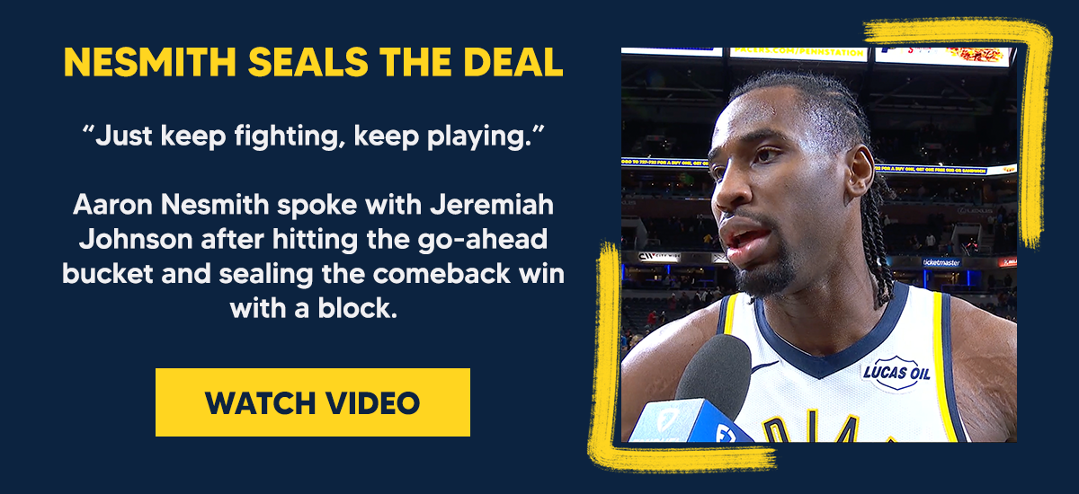 “Just keep fighting, keep playing.” Aaron Nesmith spoke with Jeremiah Johnson after hitting the go-ahead bucket and sealing the comeback win with a block.