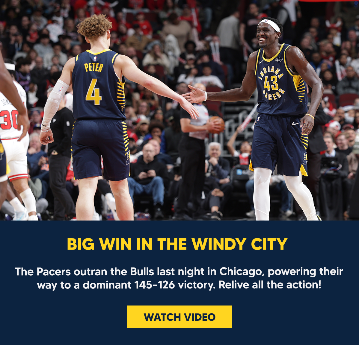 The Pacers outran the Bulls last night in Chicago, powering their way to a dominant 145–126 victory. Relive all the action!
