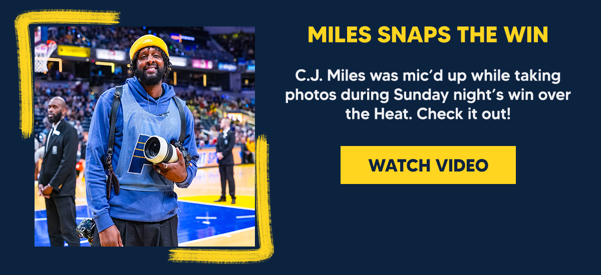 C.J. Miles was mic’d up while taking photos during Sunday night’s win over the Heat. Check it out!