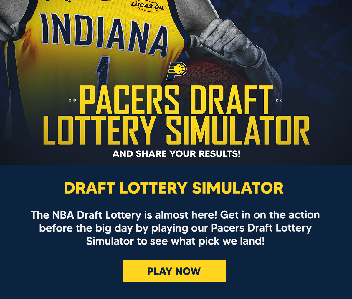 The NBA Draft Lottery is almost here! Get in on the action before the big day by playing our Pacers Draft Lottery Simulator to see what pick we land!
