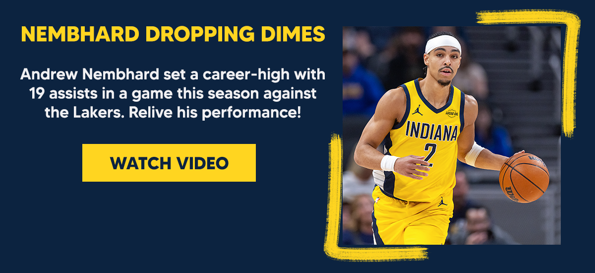 Andrew Nembhard set a career-high with 19 assists in a game this season against the Lakers. Relive his performance!