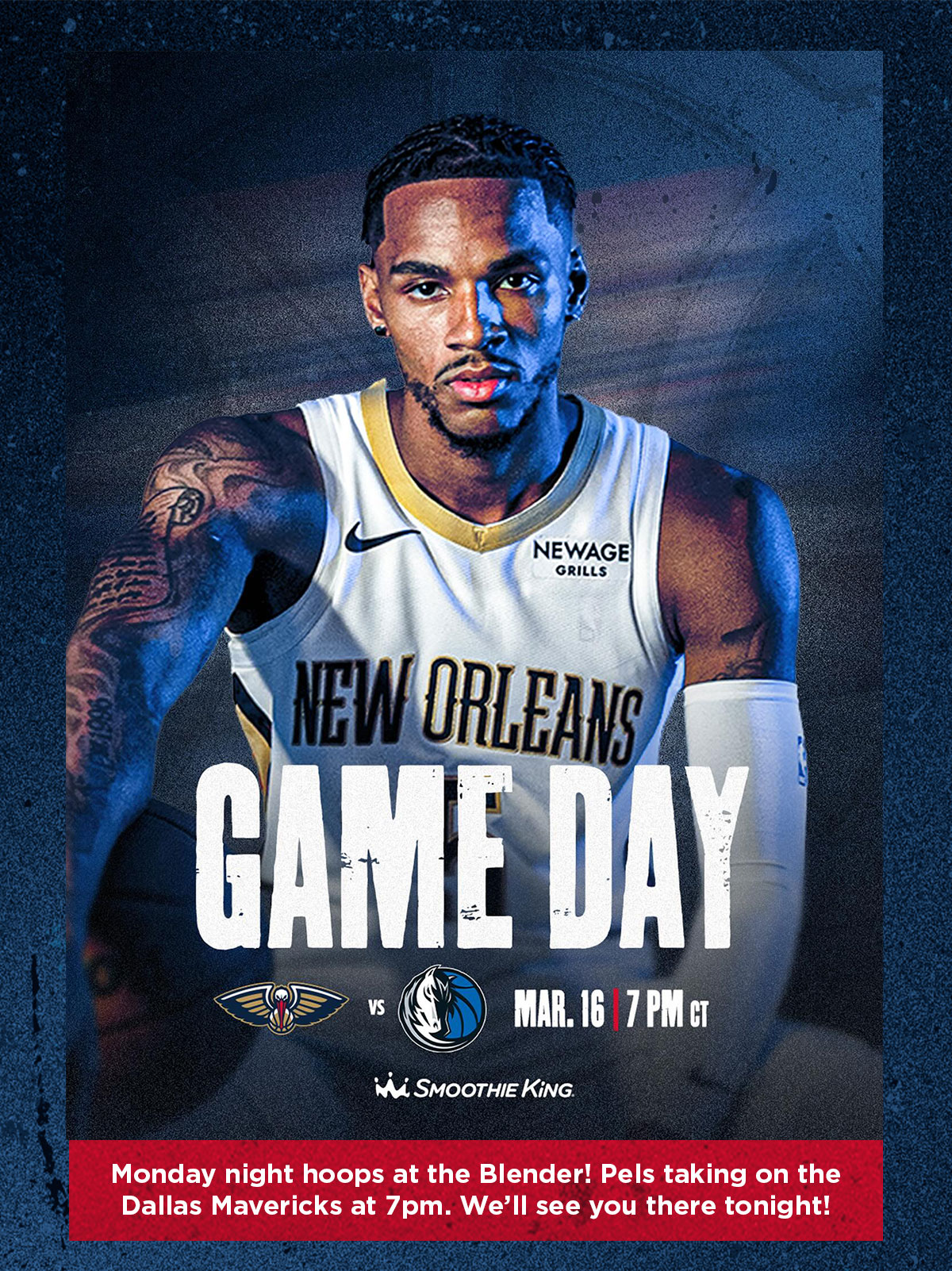Monday night hoops at the Blender! Pels takong onthe Dallas Mavericks at 7pm. We'll see you there tonight!